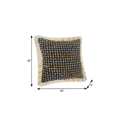 20" X 20" Black Gold And White Polyester And Cotton Blend Geometric Zippered Pillow