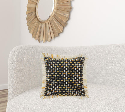 20" X 20" Black Gold And White Polyester And Cotton Blend Geometric Zippered Pillow