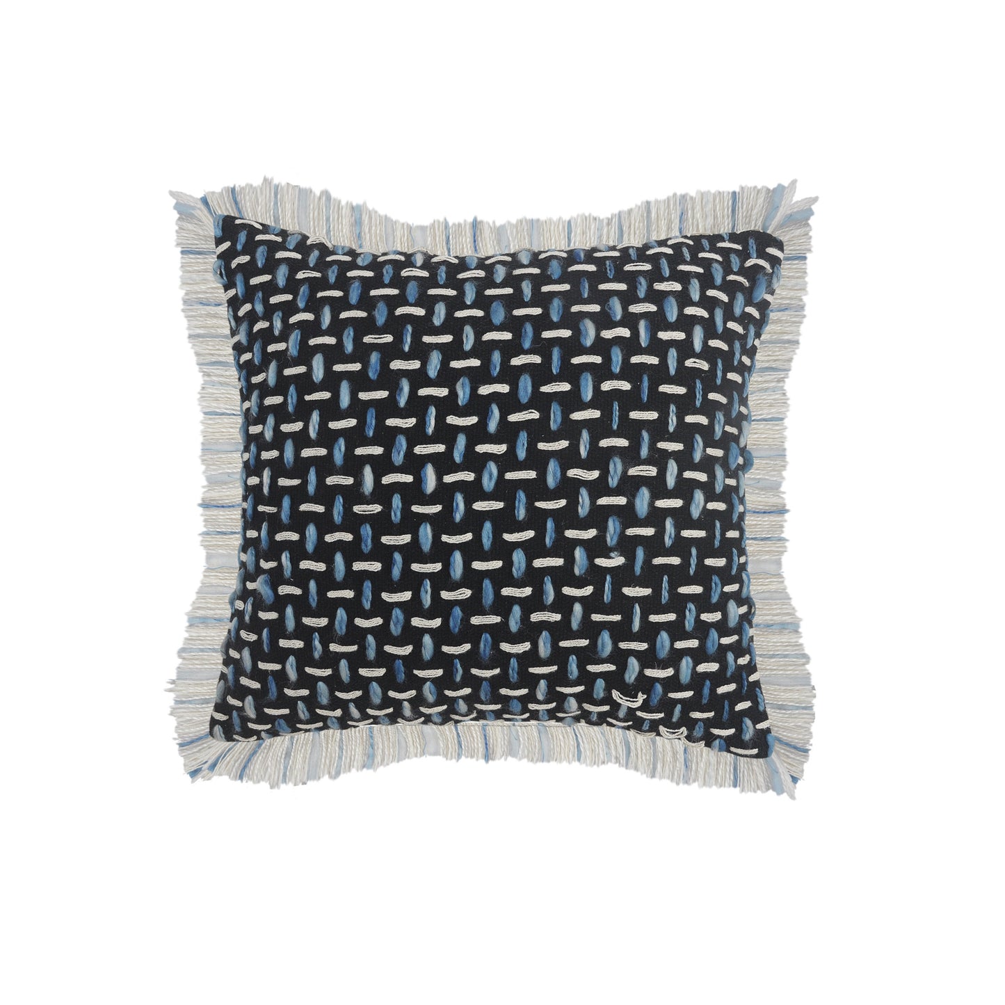 20" X 20" Black Blue And White Polyester And Cotton Blend Geometric Zippered Pillow