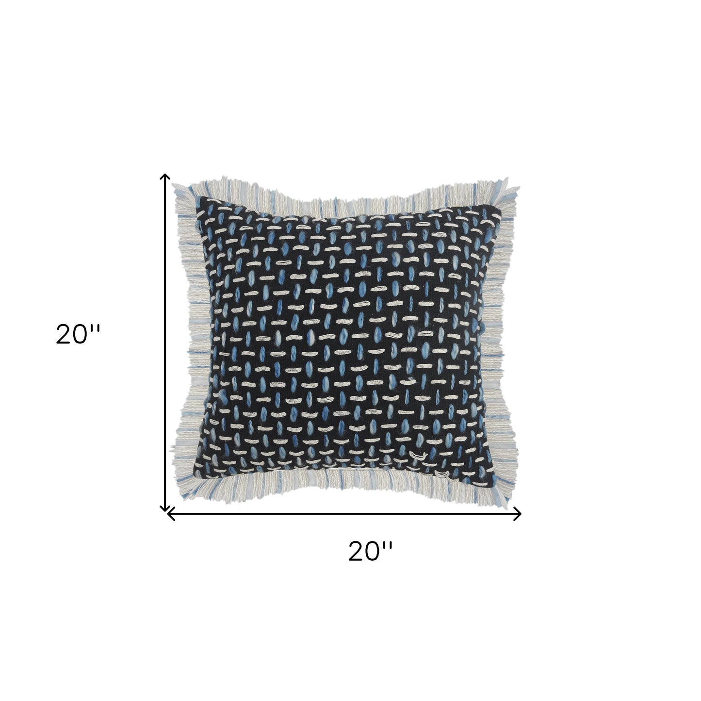 20" X 20" Black Blue And White Polyester And Cotton Blend Geometric Zippered Pillow