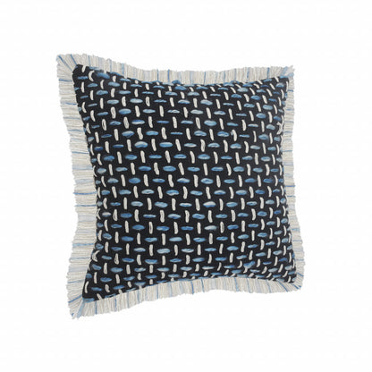 20" X 20" Black Blue And White Polyester And Cotton Blend Geometric Zippered Pillow