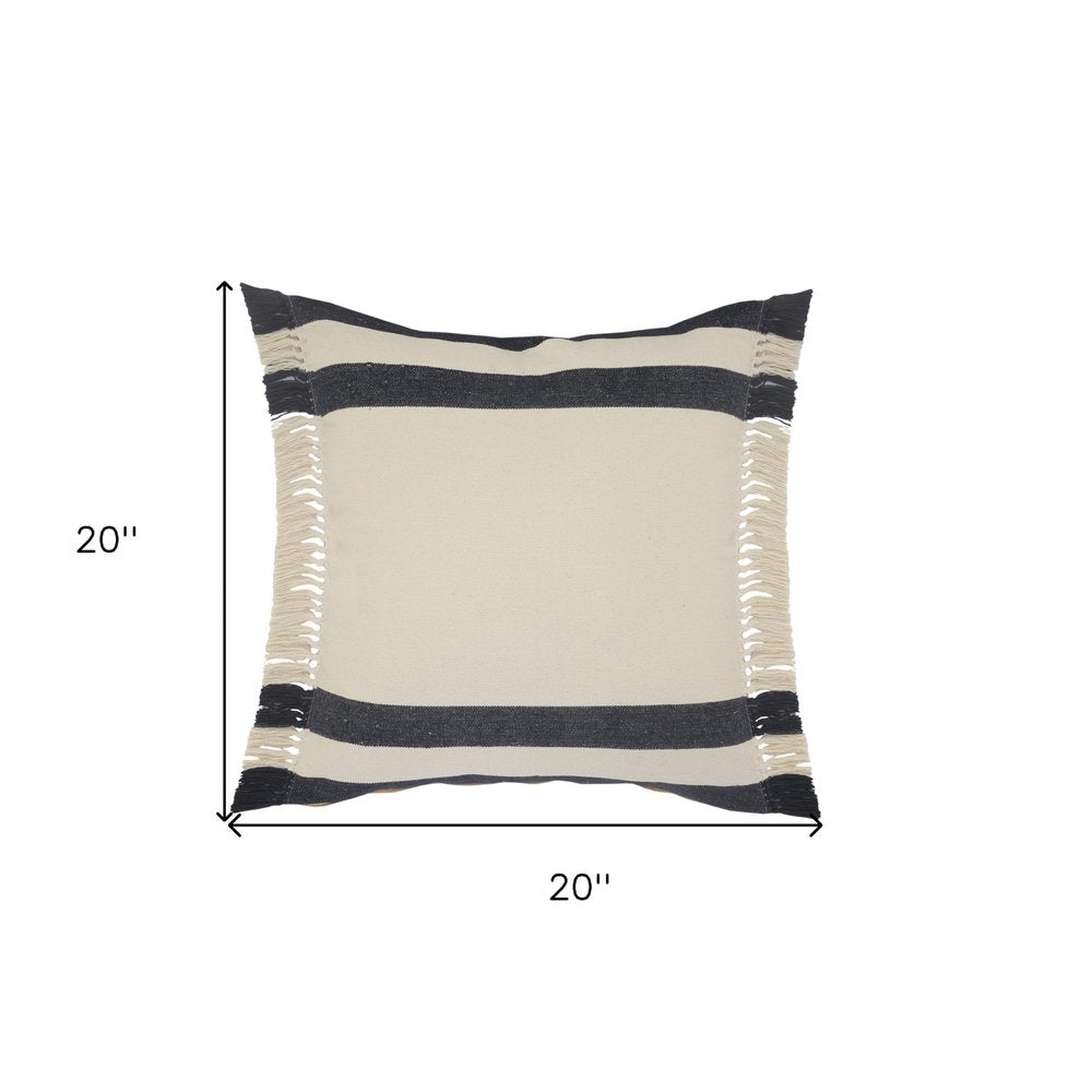 20" Gray and White Throw Pillow