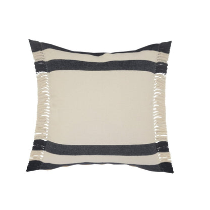 26" X 26" Ensign Blue White And Linen 100% Cotton Striped Zippered Pillow