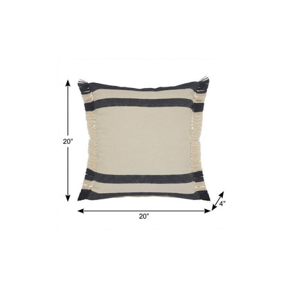 20" Gray and White Throw Pillow