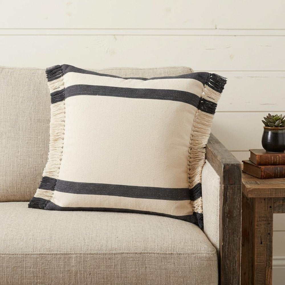 20" Gray and White Throw Pillow