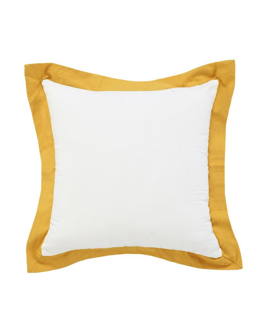 20" X 20" Light Yellow And White 100% Cotton Geometric Zippered Pillow