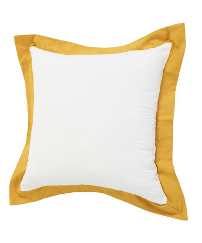 20" X 20" White And Golden Yellow 100% Cotton Geometric Zippered Pillow