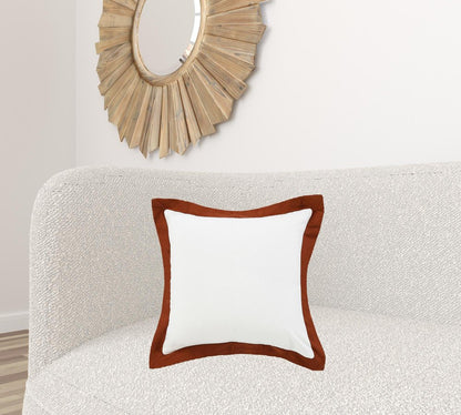 20" X 20" White And Golden Yellow 100% Cotton Geometric Zippered Pillow