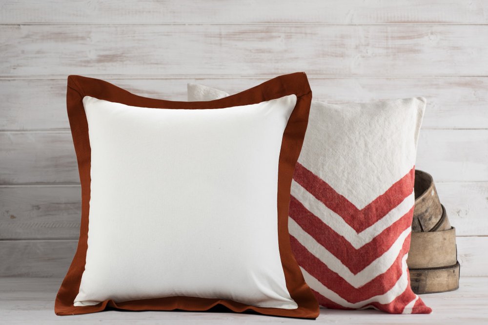 20" X 20" White And Golden Yellow 100% Cotton Geometric Zippered Pillow