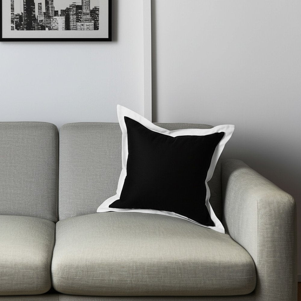 20" Black and White Throw Pillow