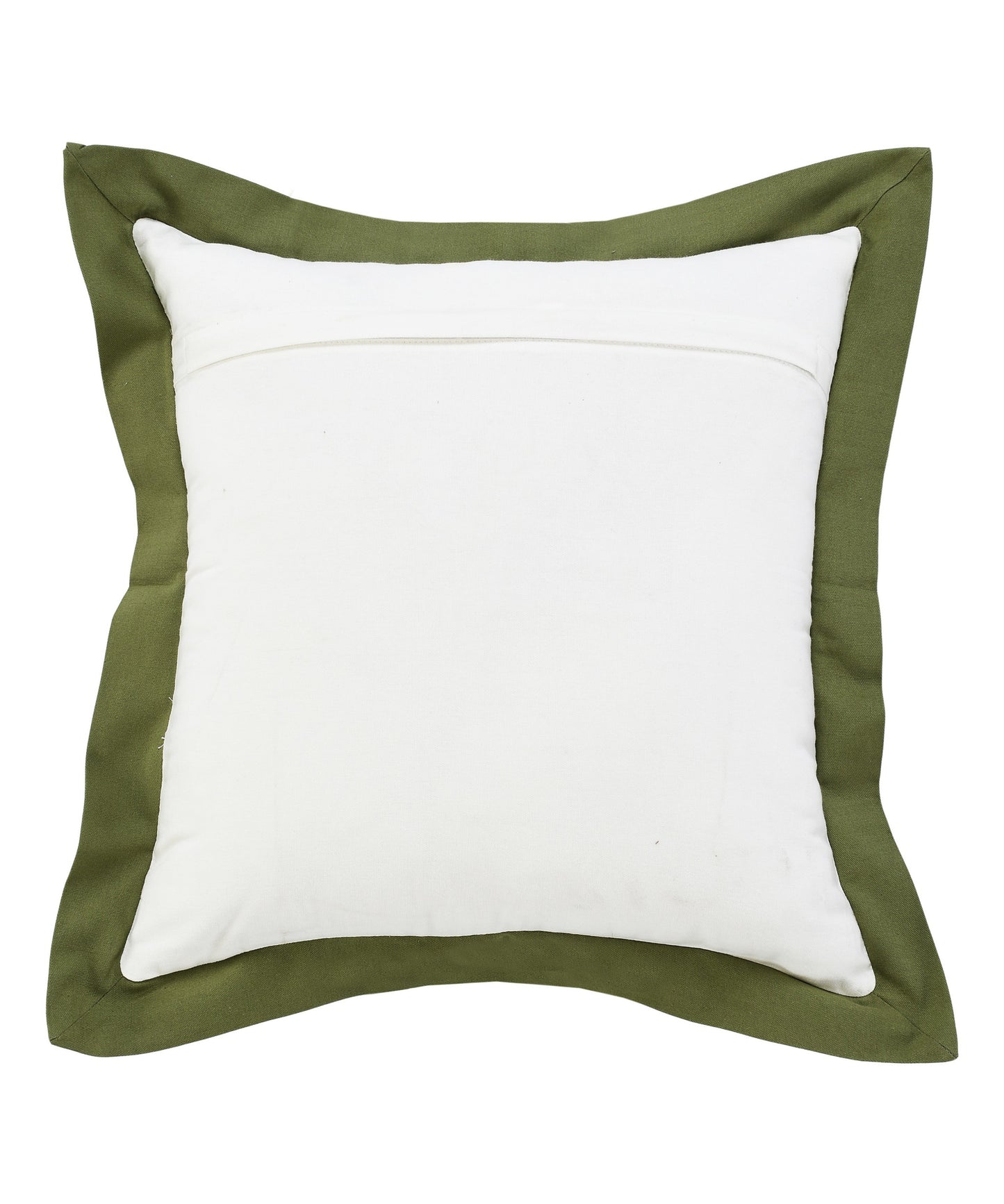 20" X 20" White And Moss Green 100% Cotton Geometric Zippered Pillow