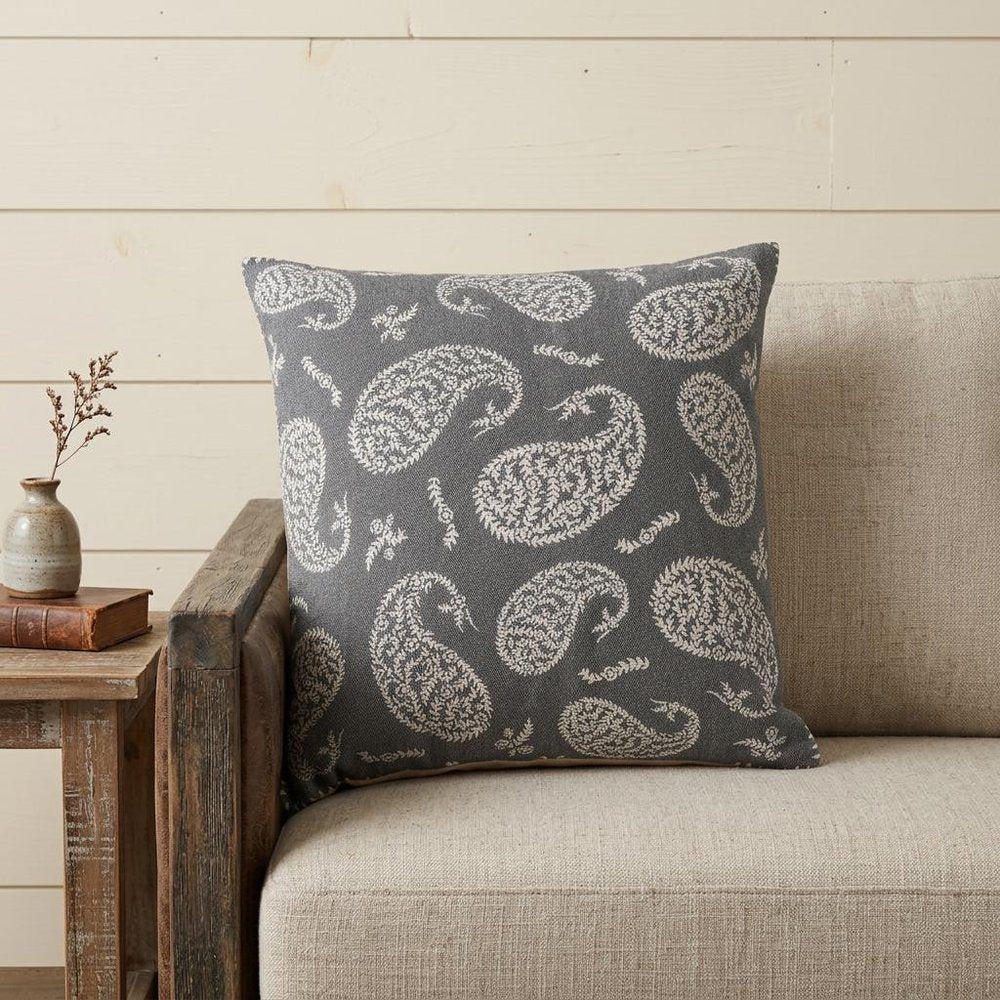 24" X 24" Gray And White 100% Cotton Geometric Zippered Pillow