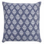 20" Indigo And White Cotton Motif Throw Pillow