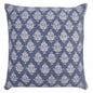 20" X 20" Vintage Indigo Blue And White 100% Cotton Geometric Zippered Pillow