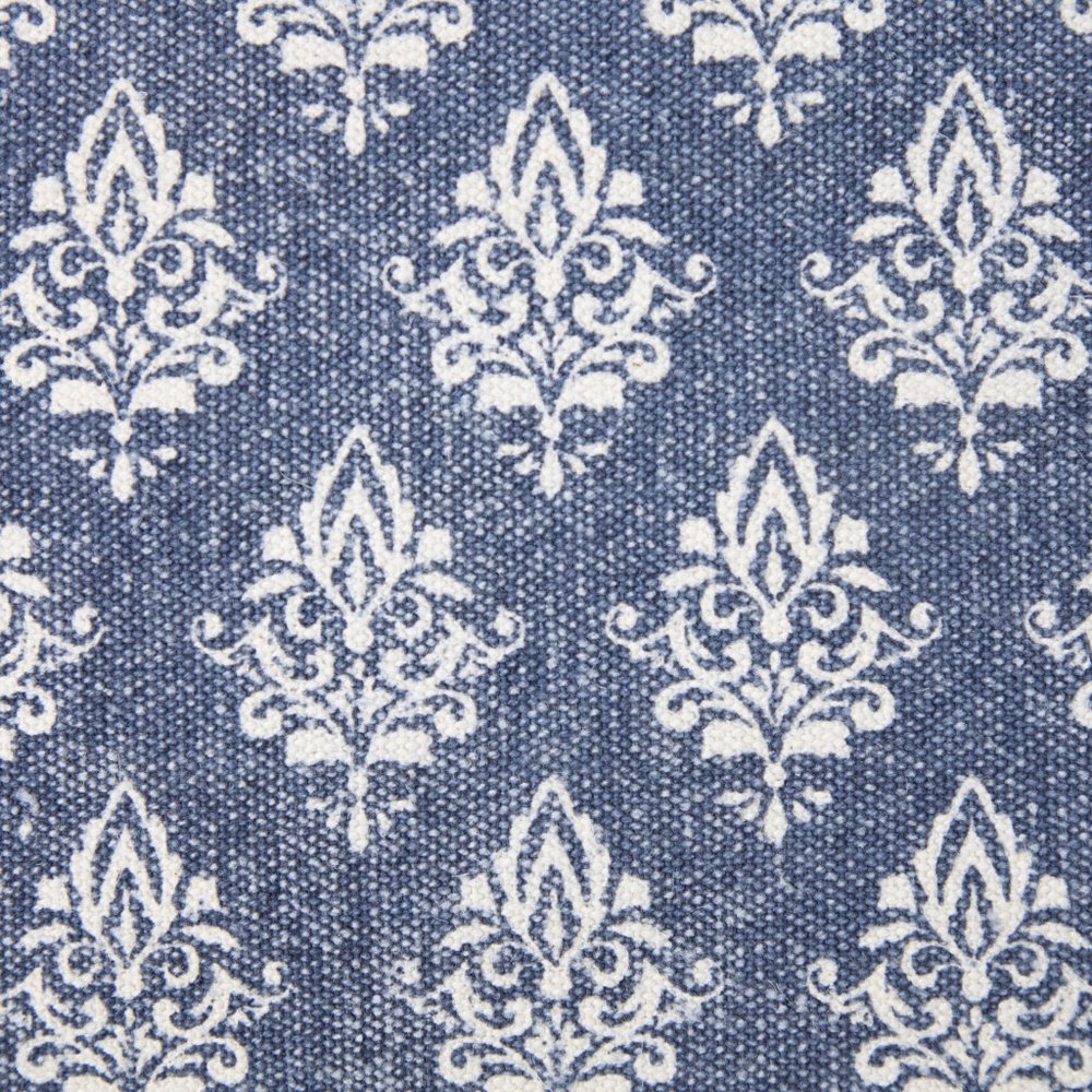 20" Indigo And White Cotton Motif Throw Pillow