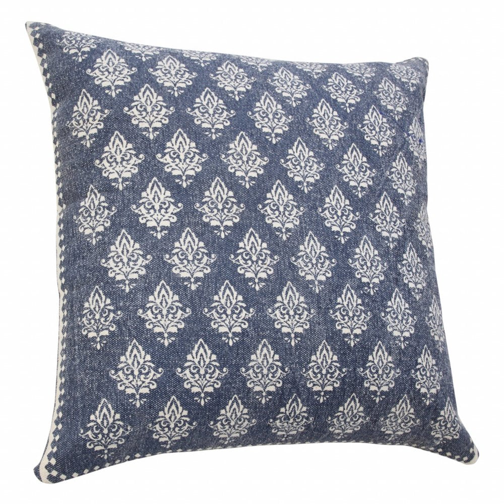 20" X 20" White And Black 100% Cotton Geometric Zippered Pillow