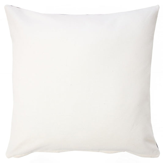 20" Indigo And White Cotton Motif Throw Pillow