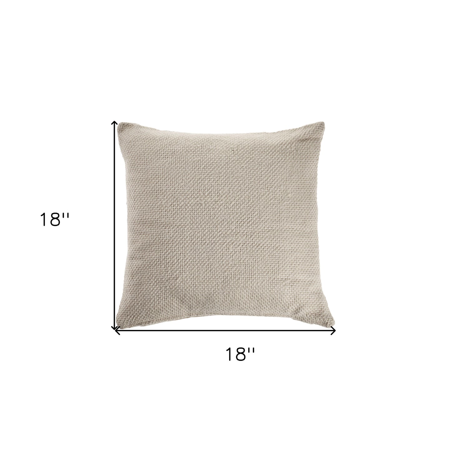 18" X 18" Cream 100% Cotton Zippered Pillow