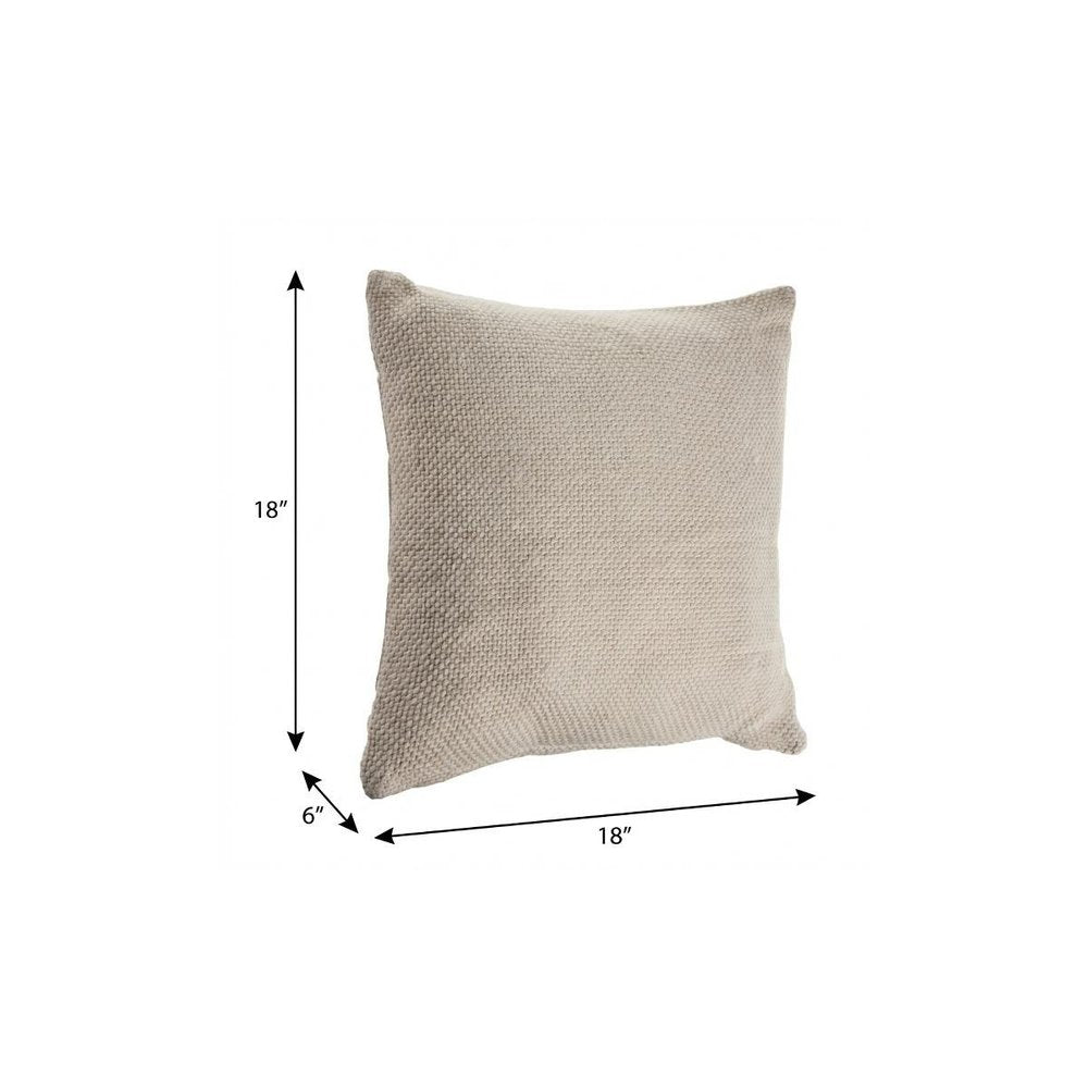 18" Cream Cotton Throw Pillow