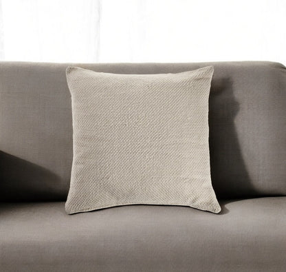 18" Cream Cotton Throw Pillow