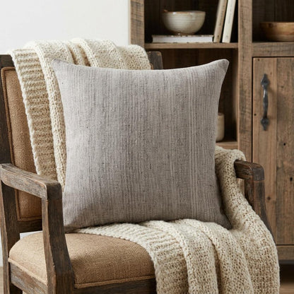 20" Gray Wool Throw Pillow