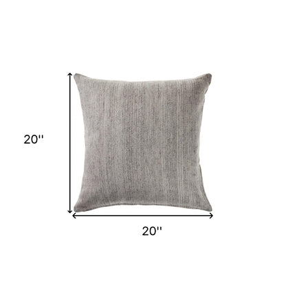 20" X 20" Light Gray And Dark Gray 100% Wool Zippered Pillow