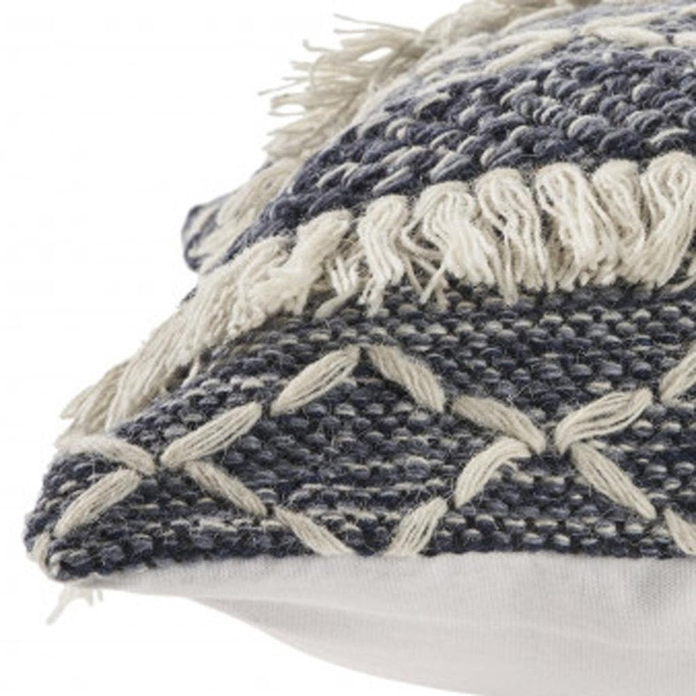 20" X 20" Beige And White Polyester Geometric Zippered Pillow