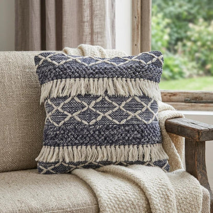 20" X 20" Beige And White Polyester Geometric Zippered Pillow