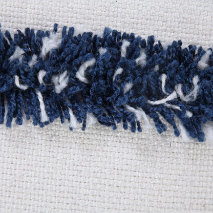 20" Navy Blue And White Fabric Coastal Throw Pillow