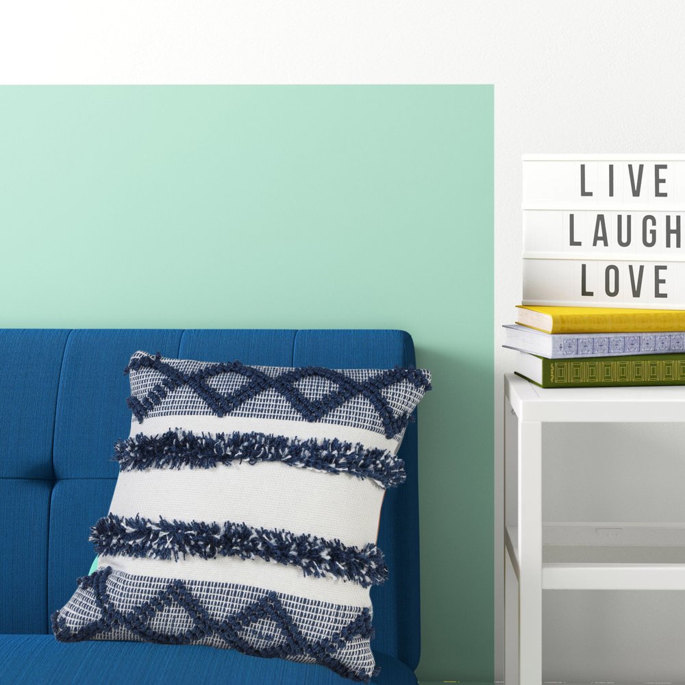 20" Navy Blue And White Fabric Coastal Throw Pillow