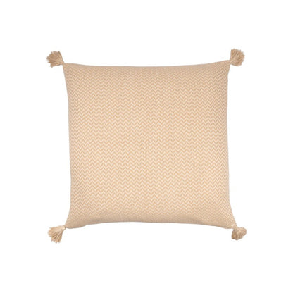 30" X 30" Beige And Cream 100% Cotton Chevron Zippered Pillow