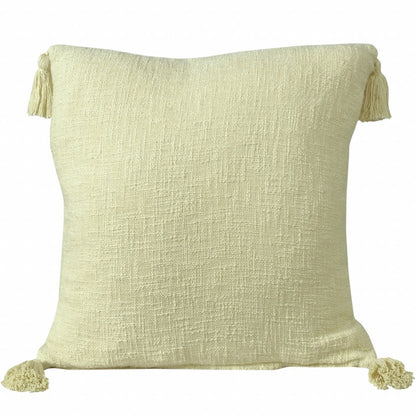 20" Light Pink Cotton Throw Pillow with Tassels