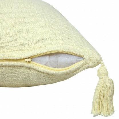 20" Light Pink Cotton Throw Pillow with Tassels