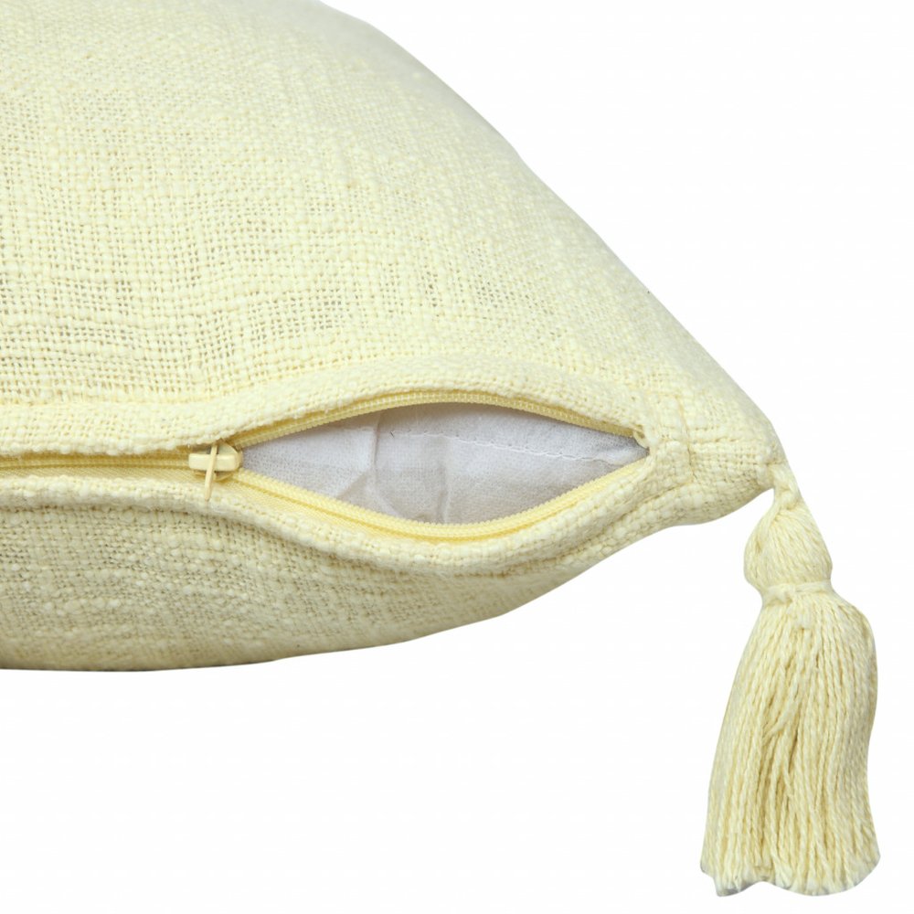 20" Light Pink Cotton Throw Pillow with Tassels