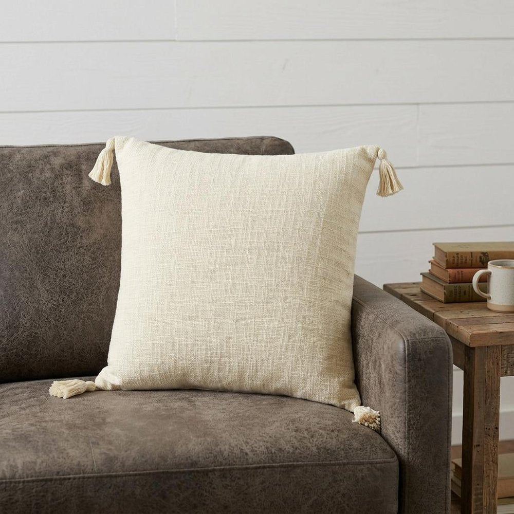 20" X 20" Light Gray 100% Cotton Zippered Pillow