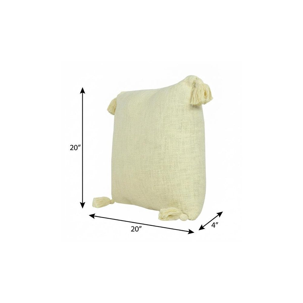 20" X 20" Light Gray 100% Cotton Zippered Pillow