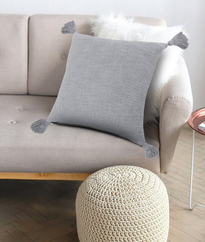 20" Light Pink Cotton Throw Pillow with Tassels