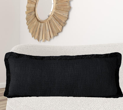 20" X 20" Jet Black 100% Cotton Zippered Pillow