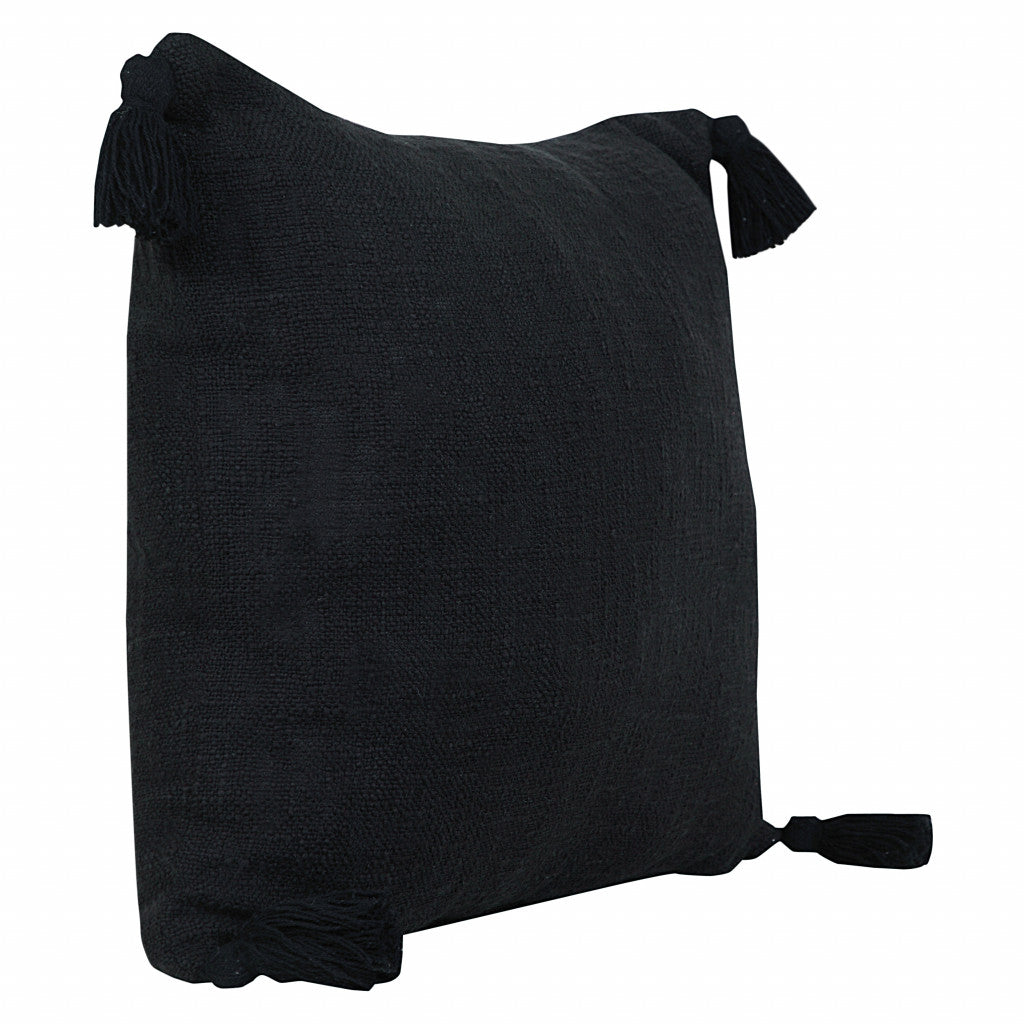 20" X 20" Jet Black 100% Cotton Zippered Pillow