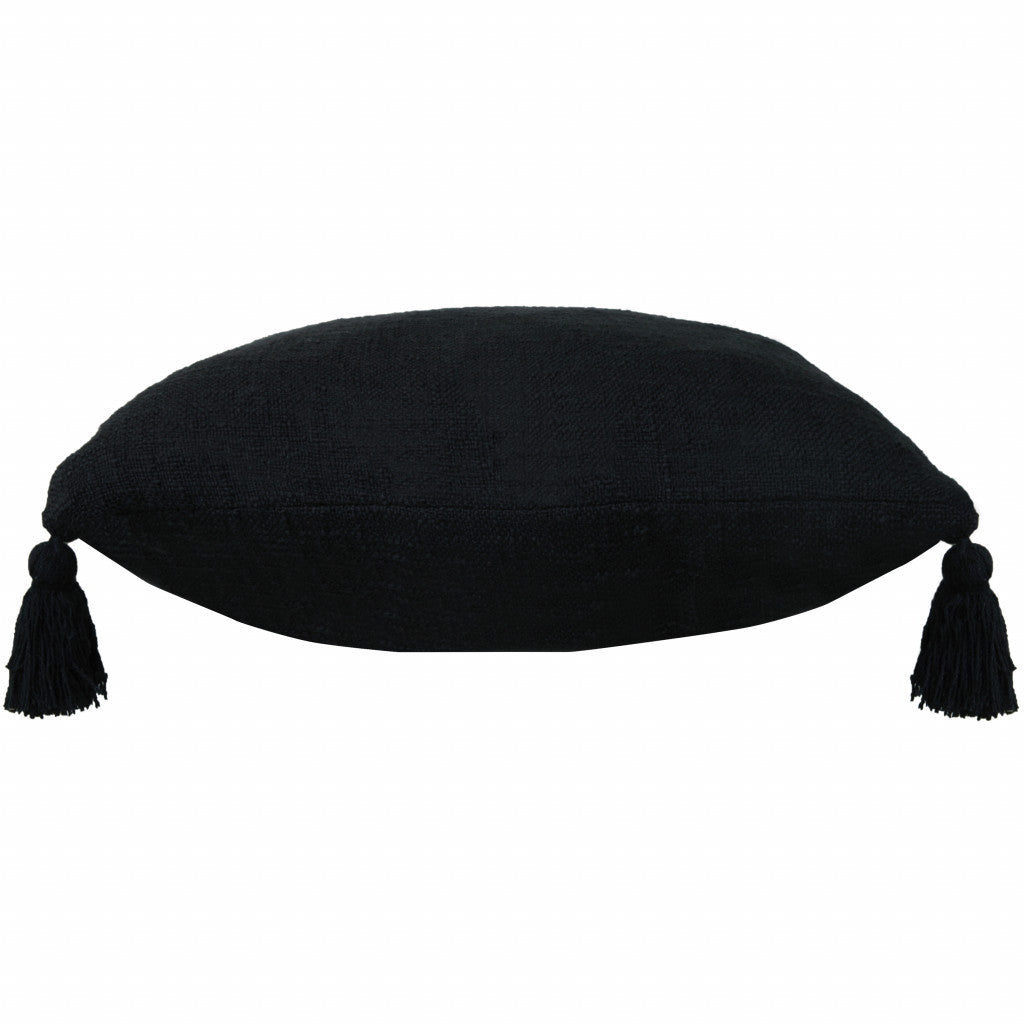 20" X 20" Jet Black 100% Cotton Zippered Pillow