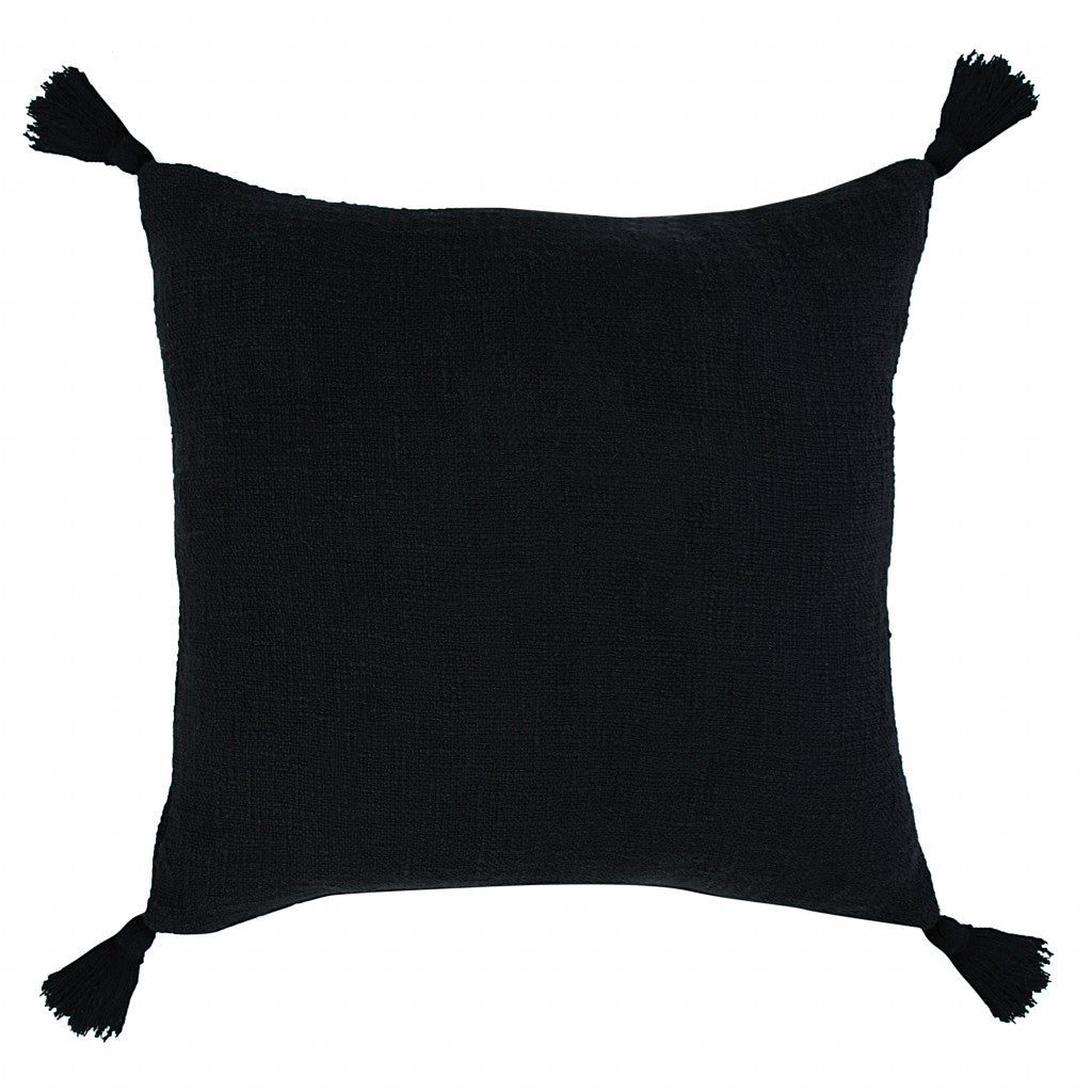 20" X 20" Jet Black 100% Cotton Zippered Pillow