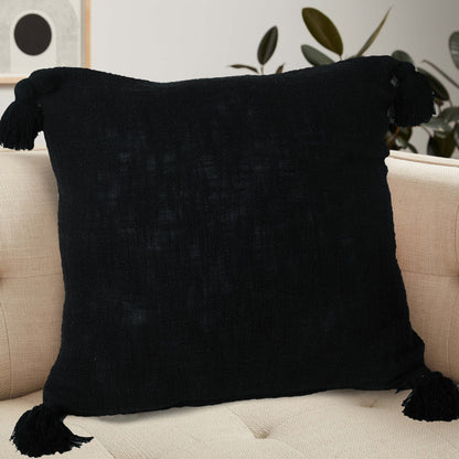 20" X 20" Jet Black 100% Cotton Zippered Pillow