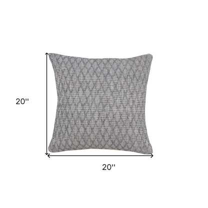 20" X 20" Gray 100% Cotton Geometric Zippered Pillow