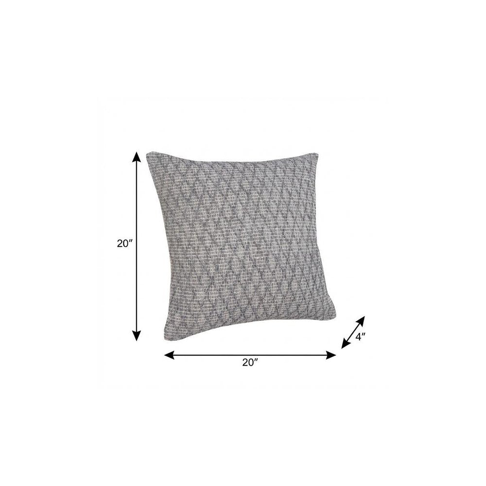 20" X 20" Gray 100% Cotton Geometric Zippered Pillow