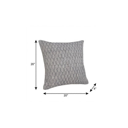 20" X 20" Gray 100% Cotton Geometric Zippered Pillow