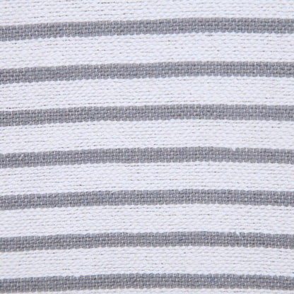 20" X 20" Light Gray And White 100% Cotton Striped Zippered Pillow