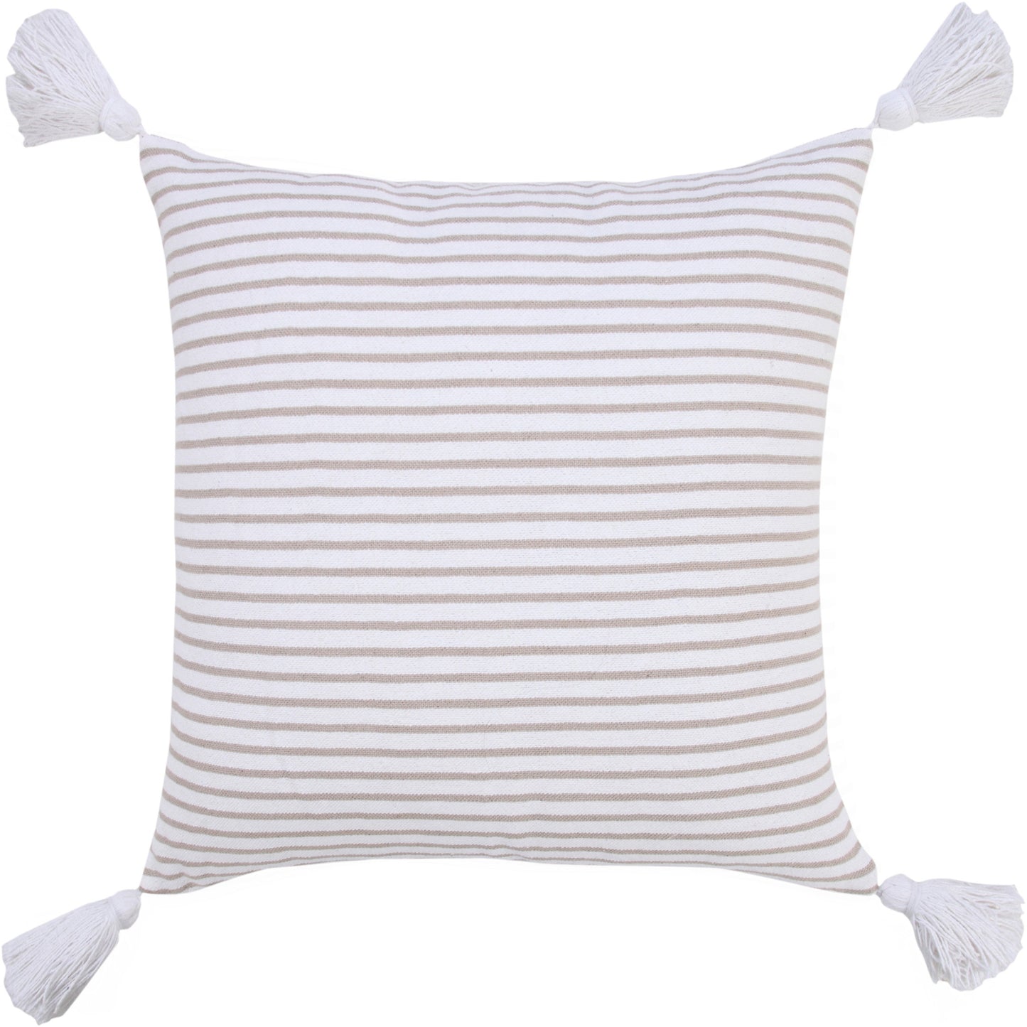 20" X 20" Light Gray And White 100% Cotton Striped Zippered Pillow