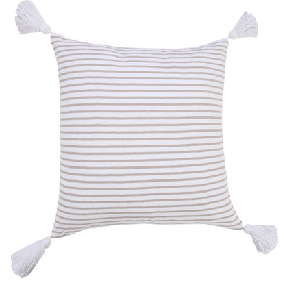 20" X 20" Light Gray And White 100% Cotton Striped Zippered Pillow