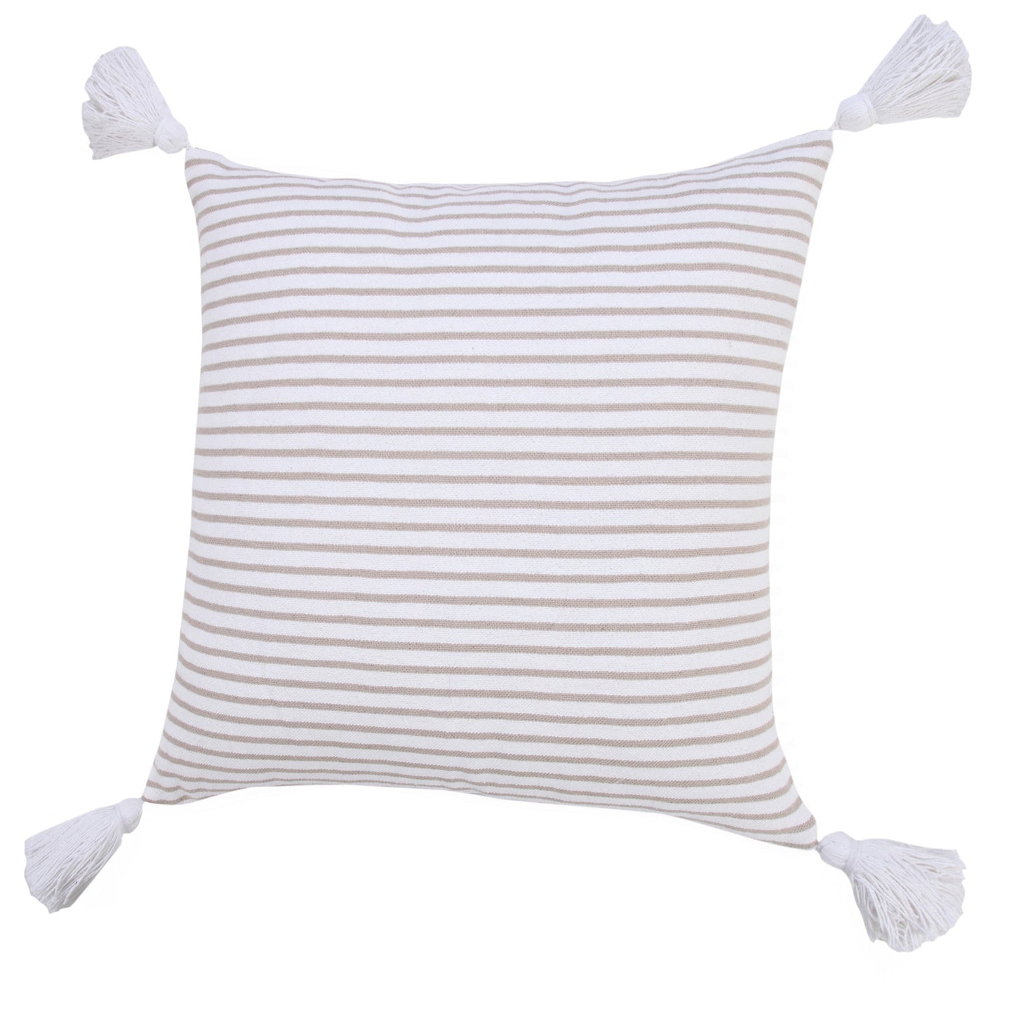 20" X 20" Light Gray And White 100% Cotton Striped Zippered Pillow