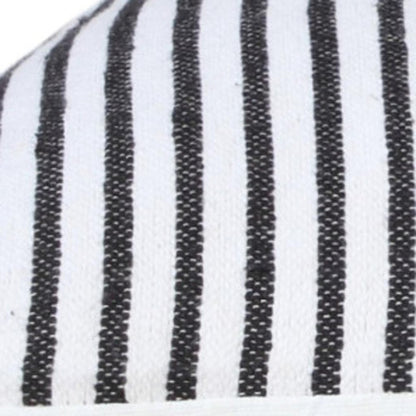 20" X 20" Black And White 100% Cotton Striped Zippered Pillow